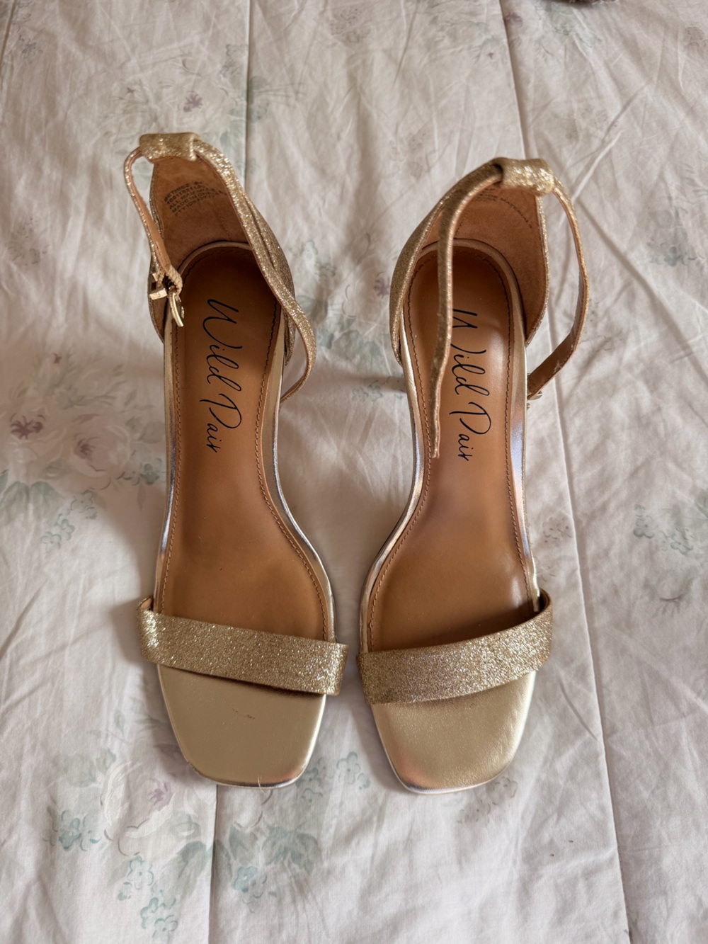 Wild Pair Sparkling Gold Ankle-Strap Heels